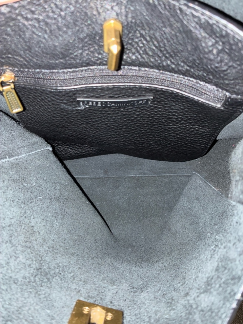 Rebecca Minkoff Black Pebbled Leather Shoulder Bag with Brass Hardware MSRP $378 - Picture 14 of 16